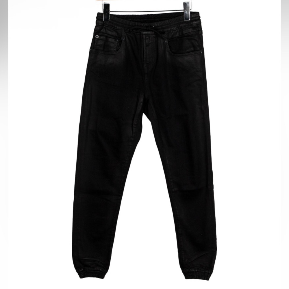 R13 Black Denim/ Leather Jogger jeans SZ 25